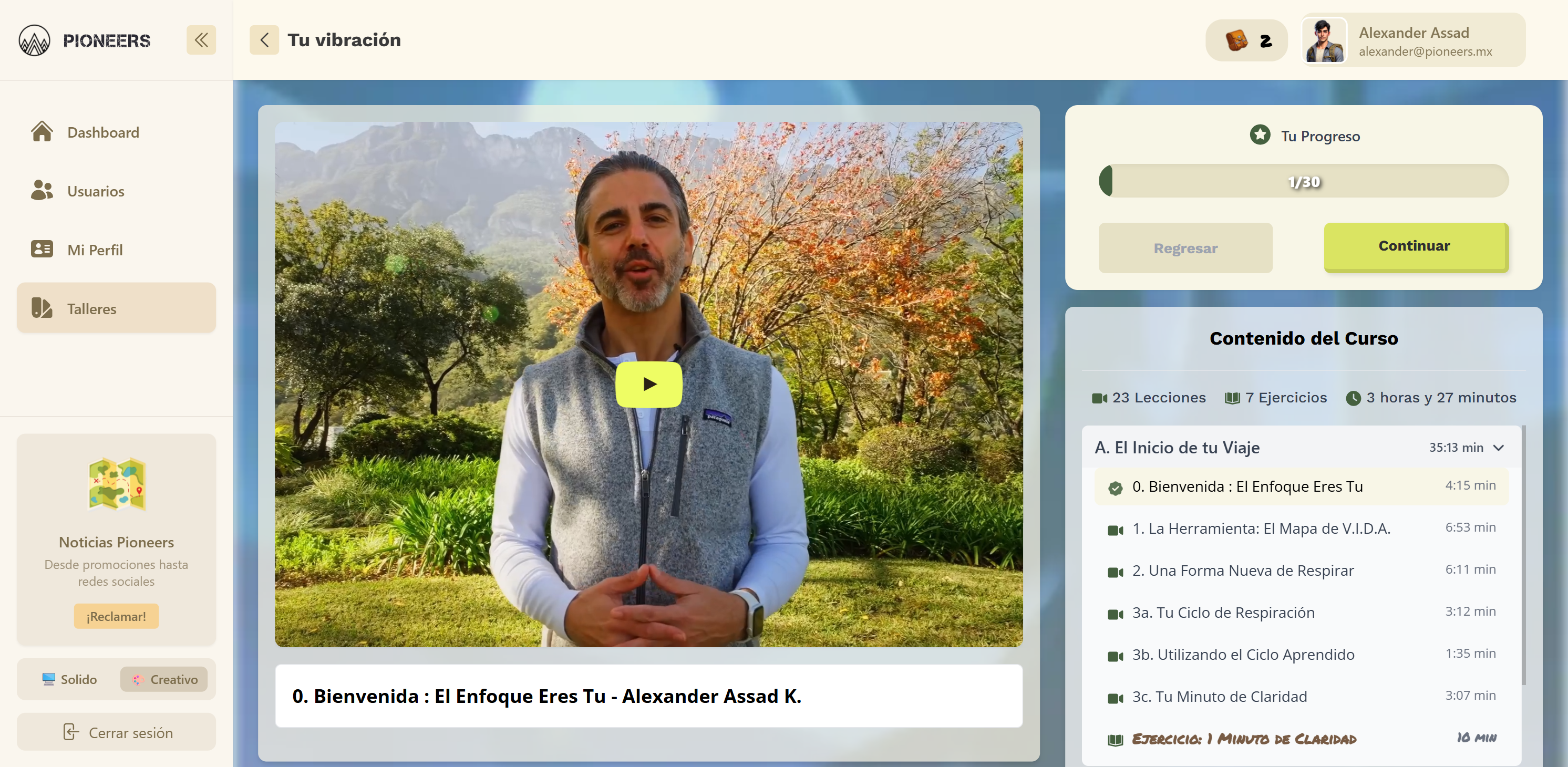 Pioneers — campamento digital (dashboard)