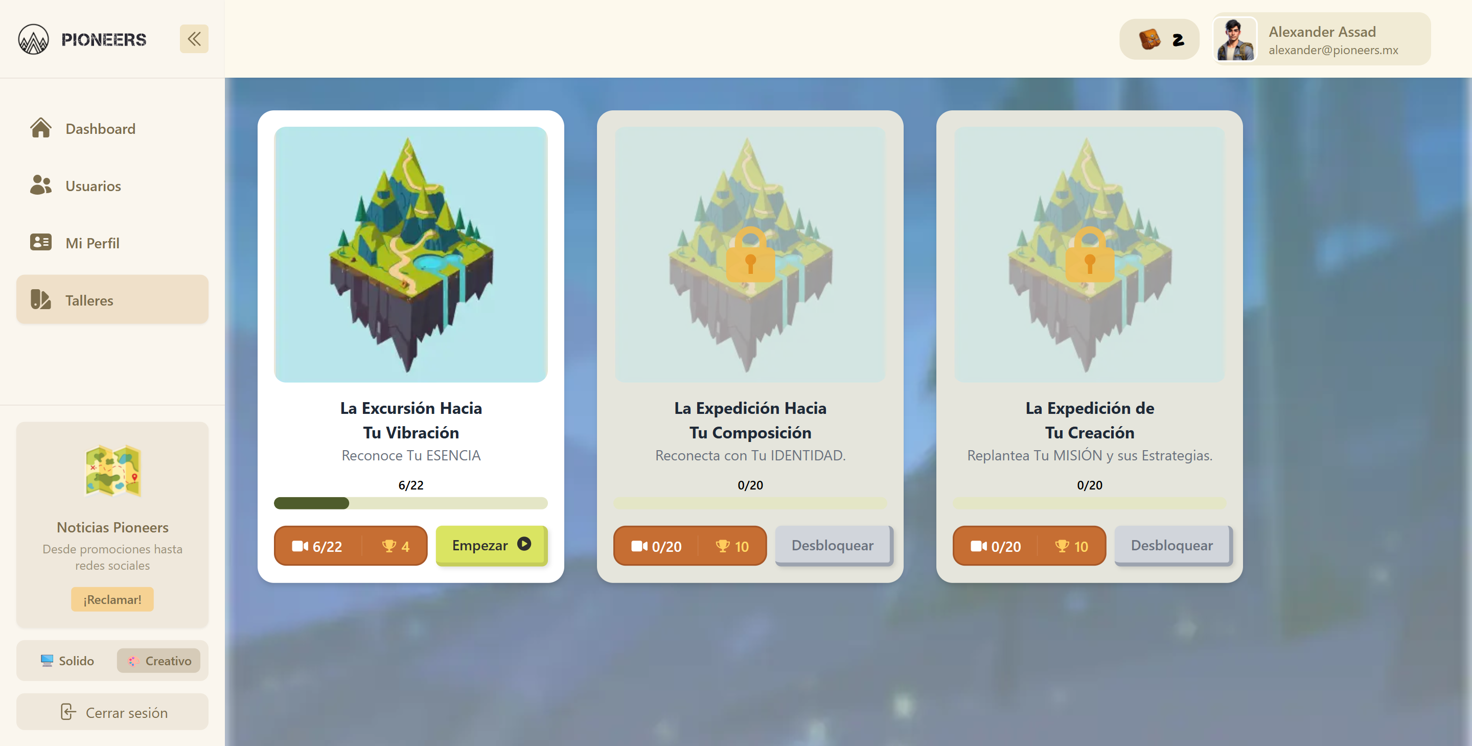 Pioneers — sitio informativo